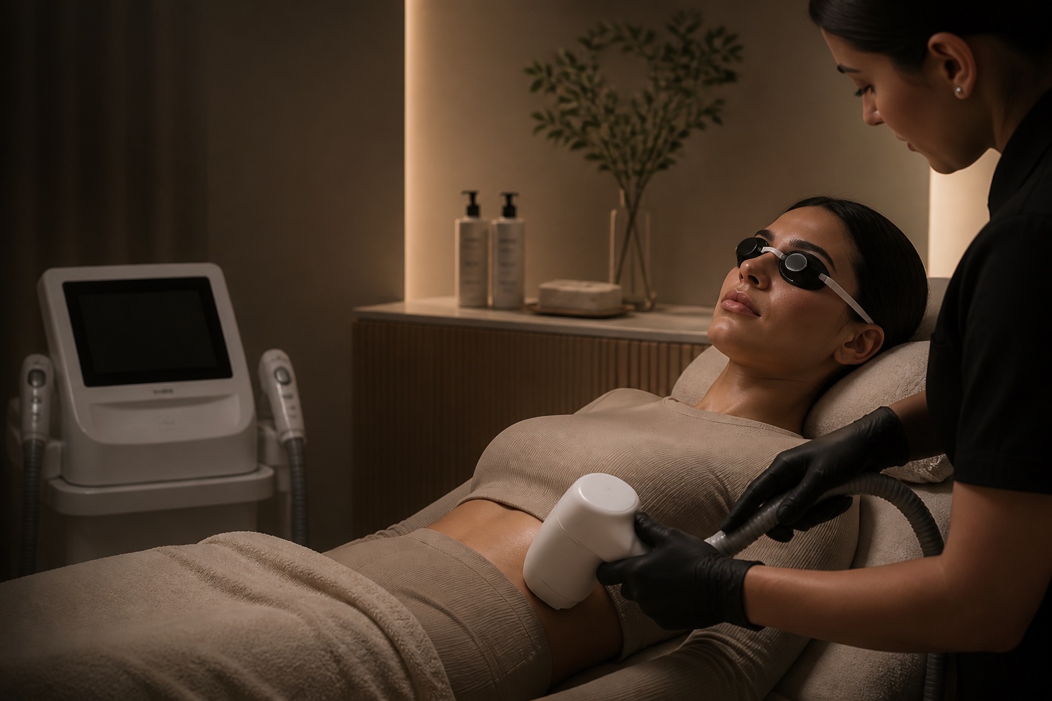 A non-invasive treatment in a warm contemporary LAKLINIKE room