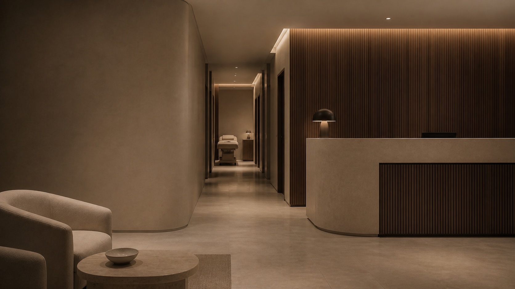 The calm contemporary interior of LAKLINIKE Beauty Clinic